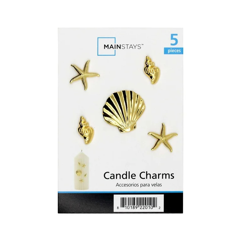 Mainstays Seashell Candle Charms 5 Piece Set for Flute, Pillar and Votive Candles | Walmart (US)