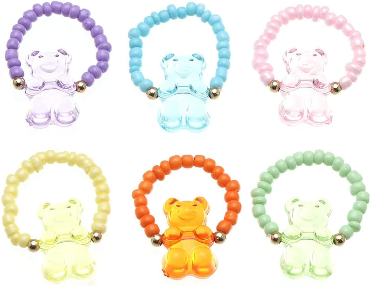 Gummy Bear Resin Rings Stackable Colorful Acrylic Beads Rings Round Gem Chunky Ring for Women Gir... | Amazon (CA)