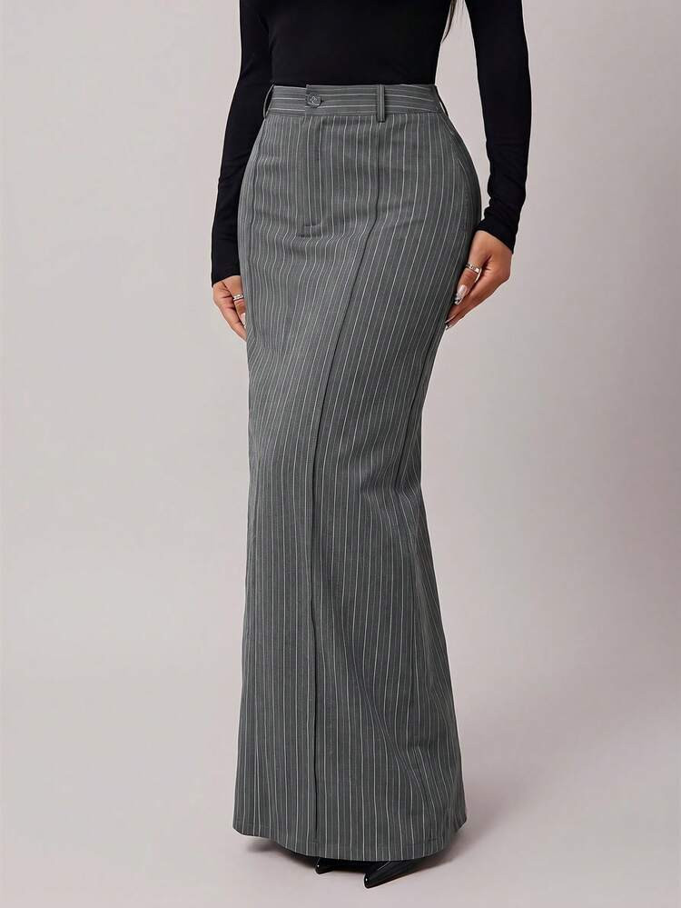 Radiana Women's Grey Vintage Elegant Minimalist Fashion Slim Straight Skirt, Versatile Commuter B... | SHEIN
