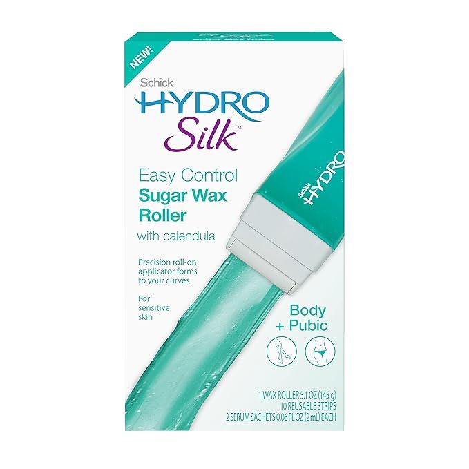 Schick Hydro Silk Sugar Wax Roller for Body + Pubic | Roll On Wax Kit, Soft Wax, Hair Removal Wax... | Amazon (US)