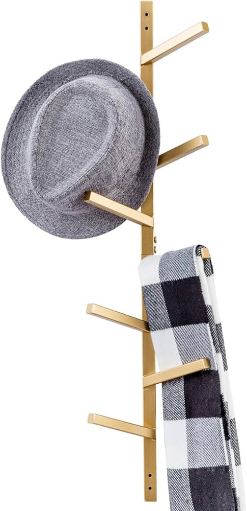 MyGift 8 Hook Wall Mounted Vintage Gold Tone Metal Hat and Coat Hanger Tree, Decorative Entryway ... | Amazon (US)