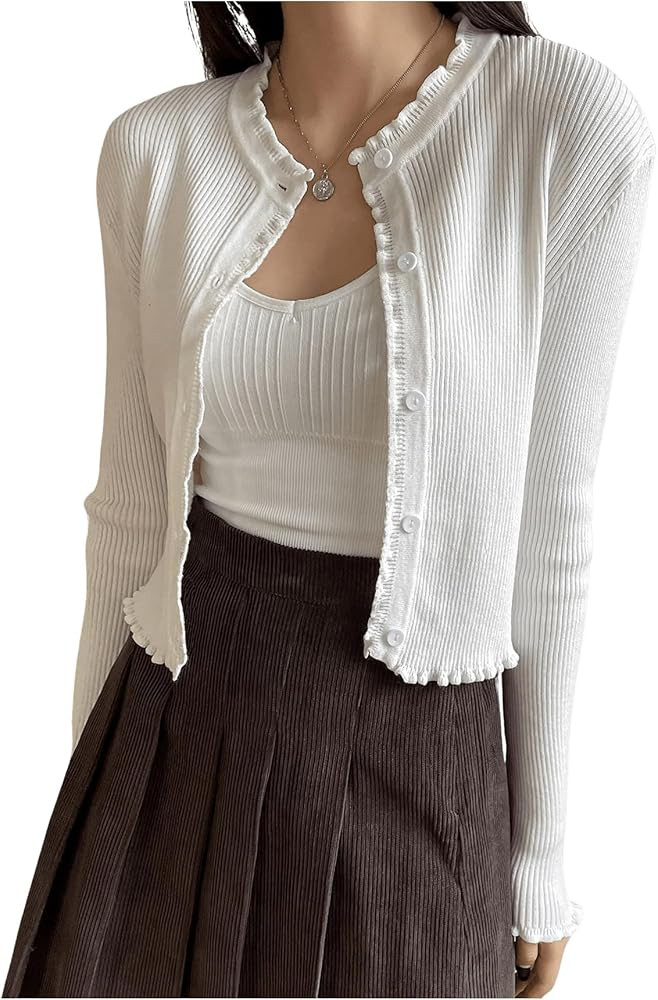 GORGLITTER Knit Cardigan Crop Sweater | Amazon (US)