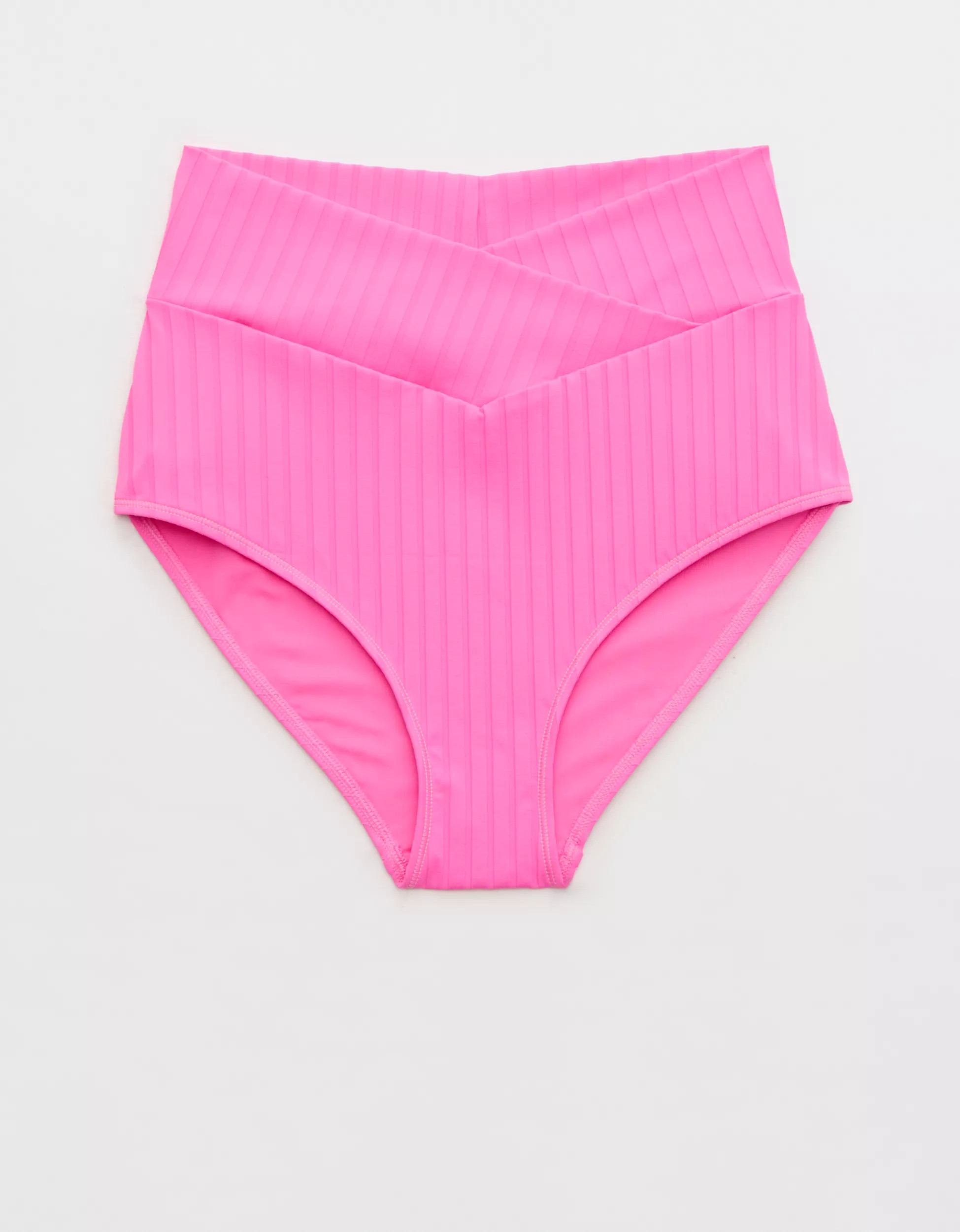 Aerie Ribbed High Waisted Full Coverage Bikini Bottom | Aerie