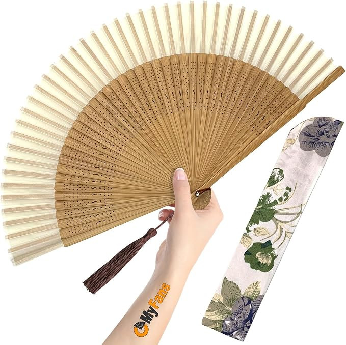 Hand Fan for Women Foldable - Folding Chinese Japanese Vintage Bamboo Silk Fan - Ideal for Hot Fl... | Amazon (US)