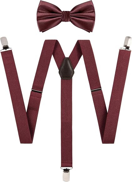 TIE G Solid Color Men's Suspender + Woven Bow Tie Set for Wedding : Vivid Color, Adjustable Brace... | Amazon (US)