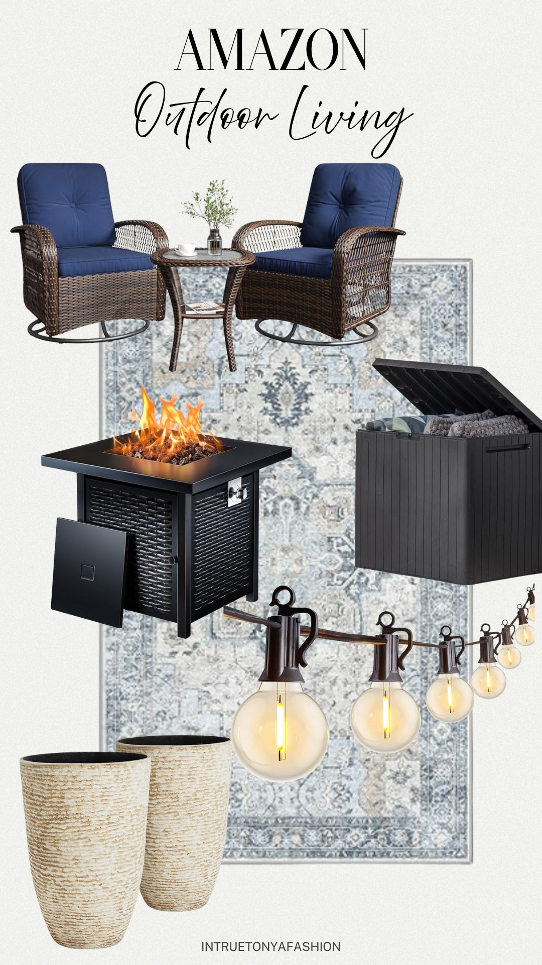 Outdoor living and backyard must haves from amazon 








Patio furniture, patio decor, patio chairs, wicker chairs, outdoor chairs, fire pit, outdoor lights, outdoor rug, patio rug, outdoor furniture, amazon home, on sale 

#LTKSeasonal #LTKSaleAlert #LTKHome