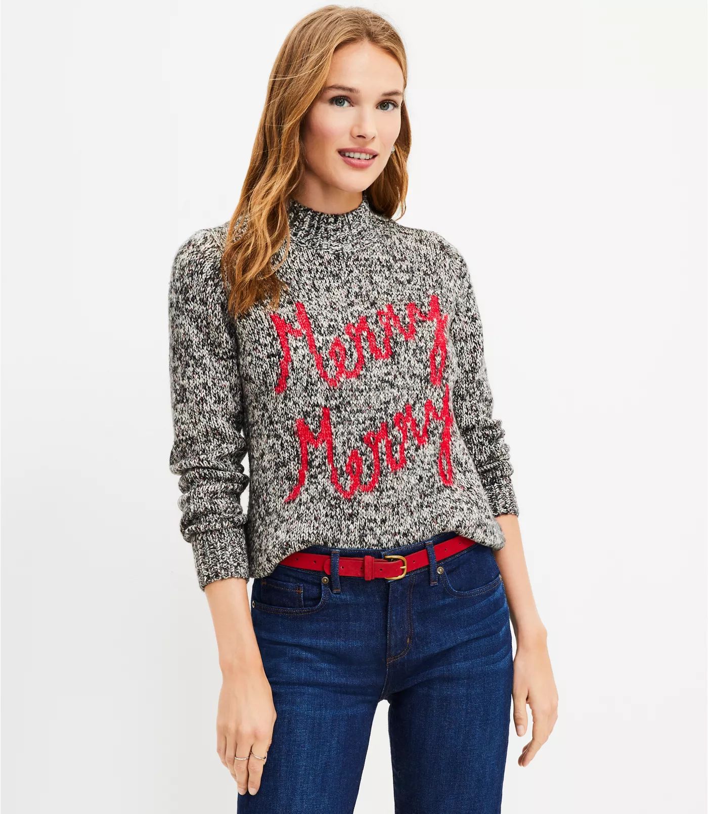 Merry Merry Mock Neck Sweater | LOFT