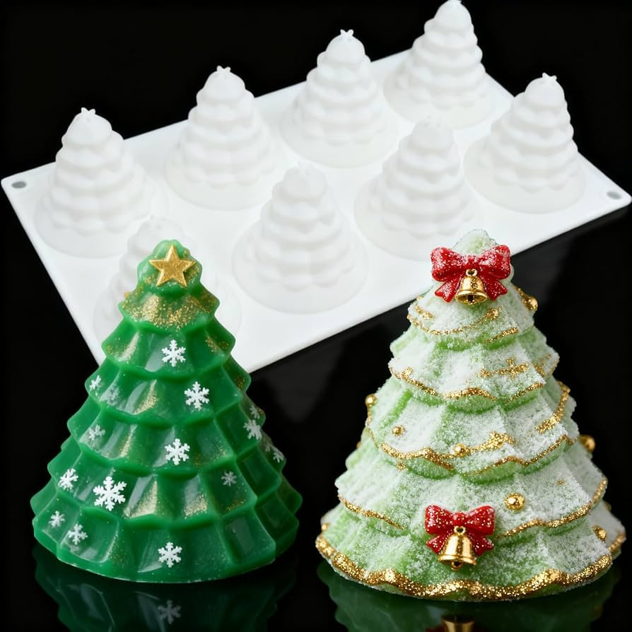 3D Christmas Tree Silicone Molds Large Christmas Molds Xmas Tree Pan Silicone Mold 8-Cavity Chris... | Amazon (US)