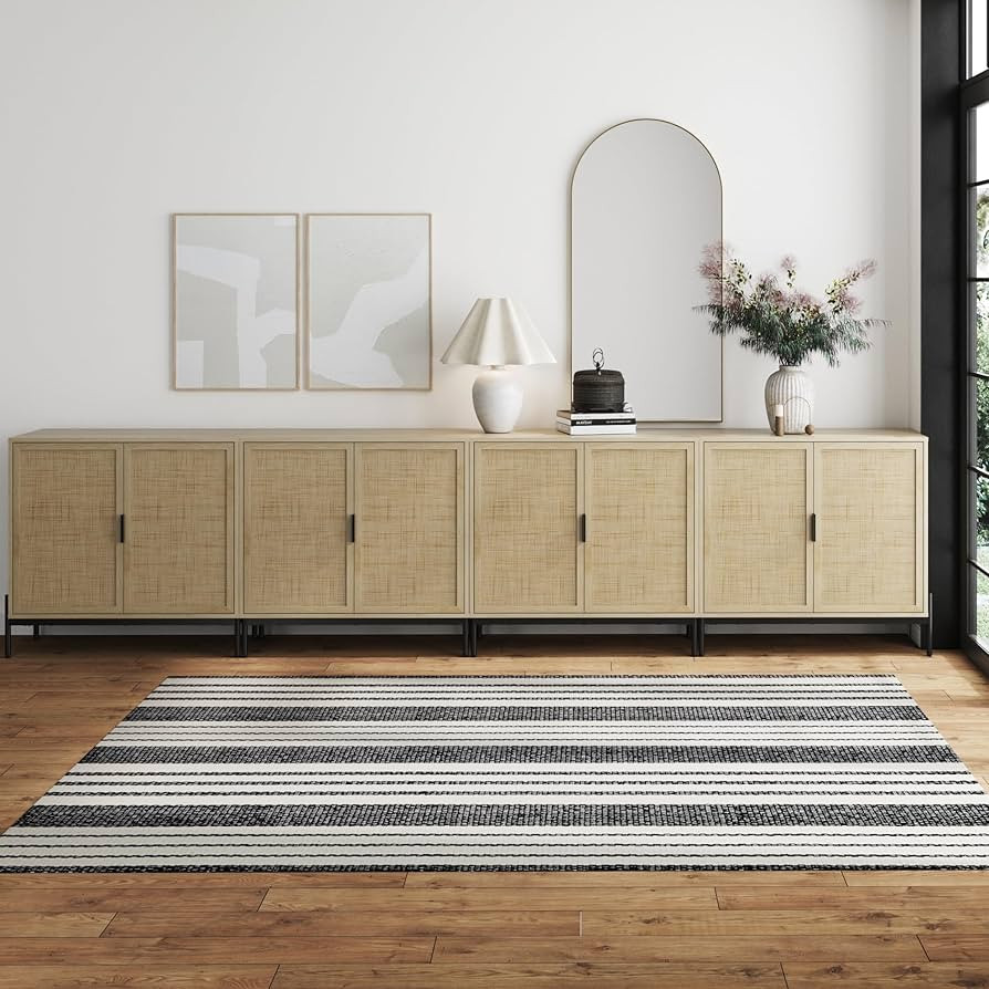 Nathan James Andrew Bohemian Entryway Storage Cabinet or Kitchen Sideboard Credenza, Rattan Accen... | Amazon (US)