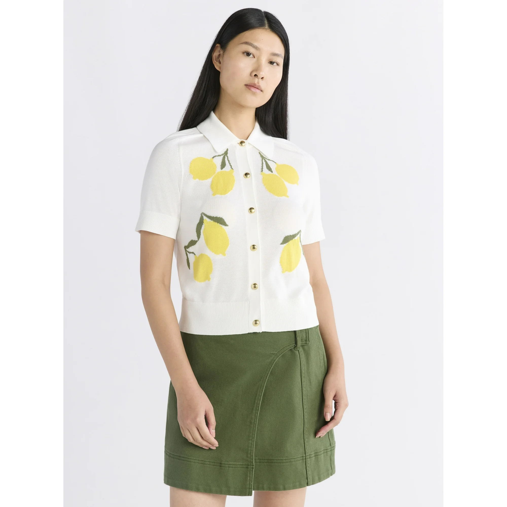 Free Assembly Women's Collared Cardigan Sweater with Short Sleeves, Lightweight, Sizes XS-XXL | Walmart (US)