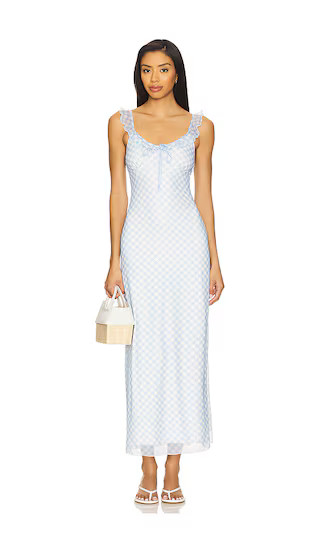 Brylie Maxi Dress in Blue Gingham | Revolve Clothing (Global)