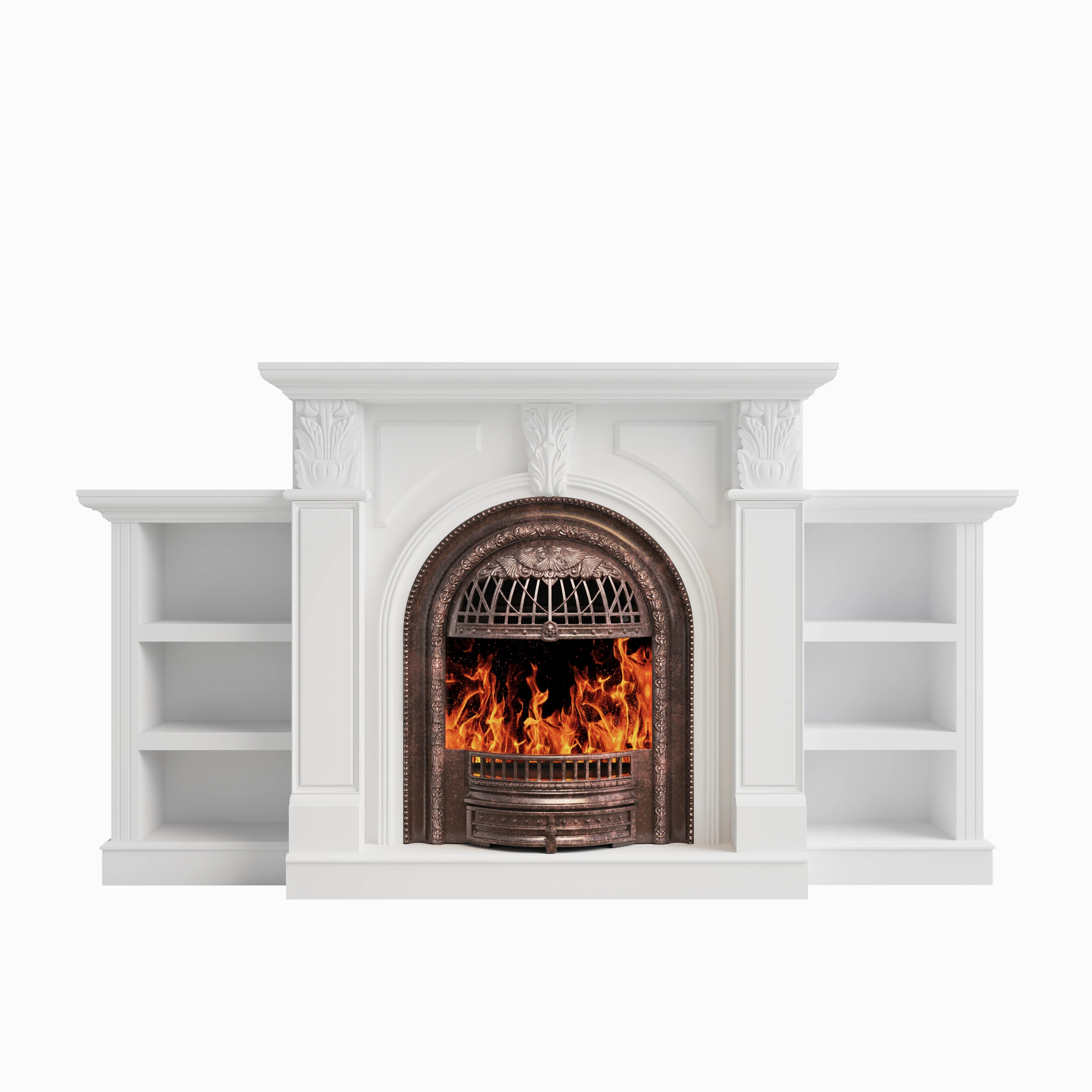 80" W Electric Fireplace Tv Stand With Mantel - Media Console For 90" Tvs, Farmhouse Fireplace With Storage | Wayfair North America