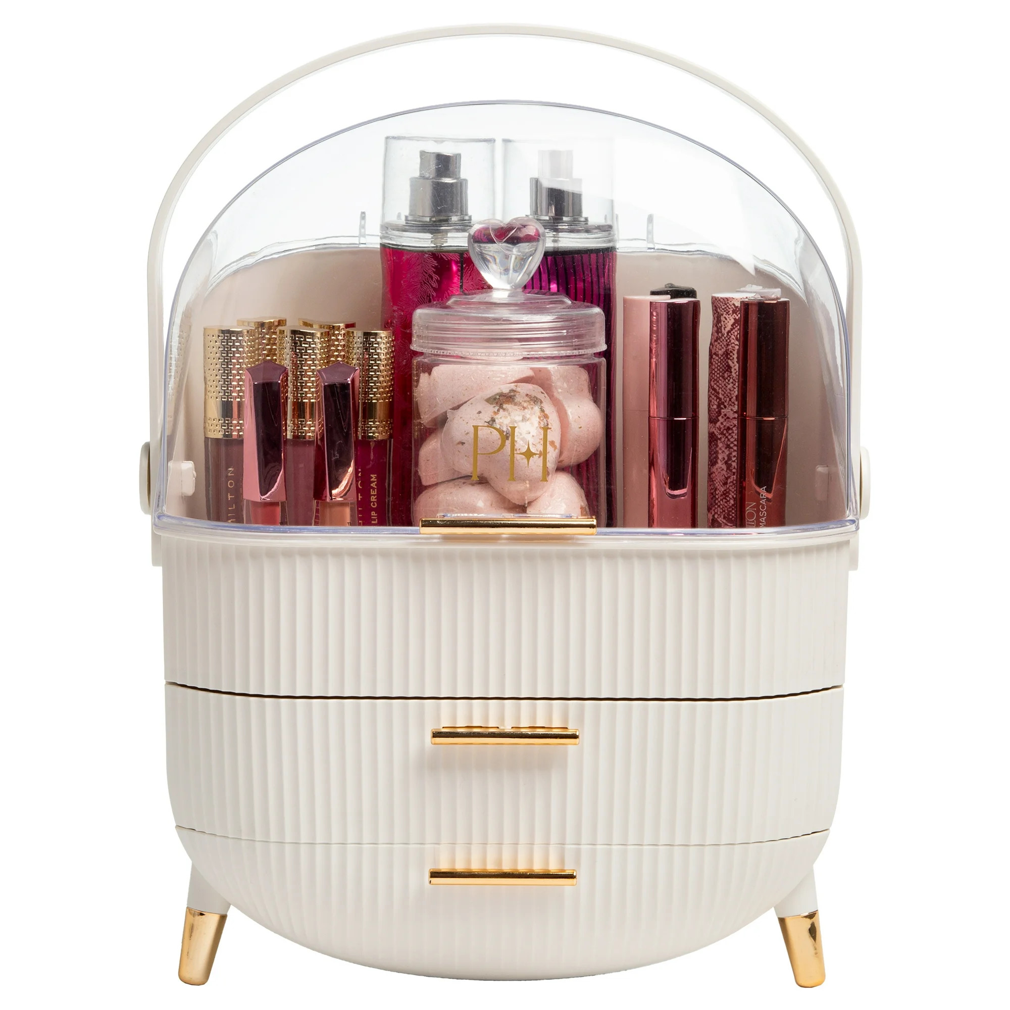 Paris Hilton Storage Organizer, Large Capacity, 2 Drawers, Carry Handle, Fluted Design, White - W... | Walmart (US)