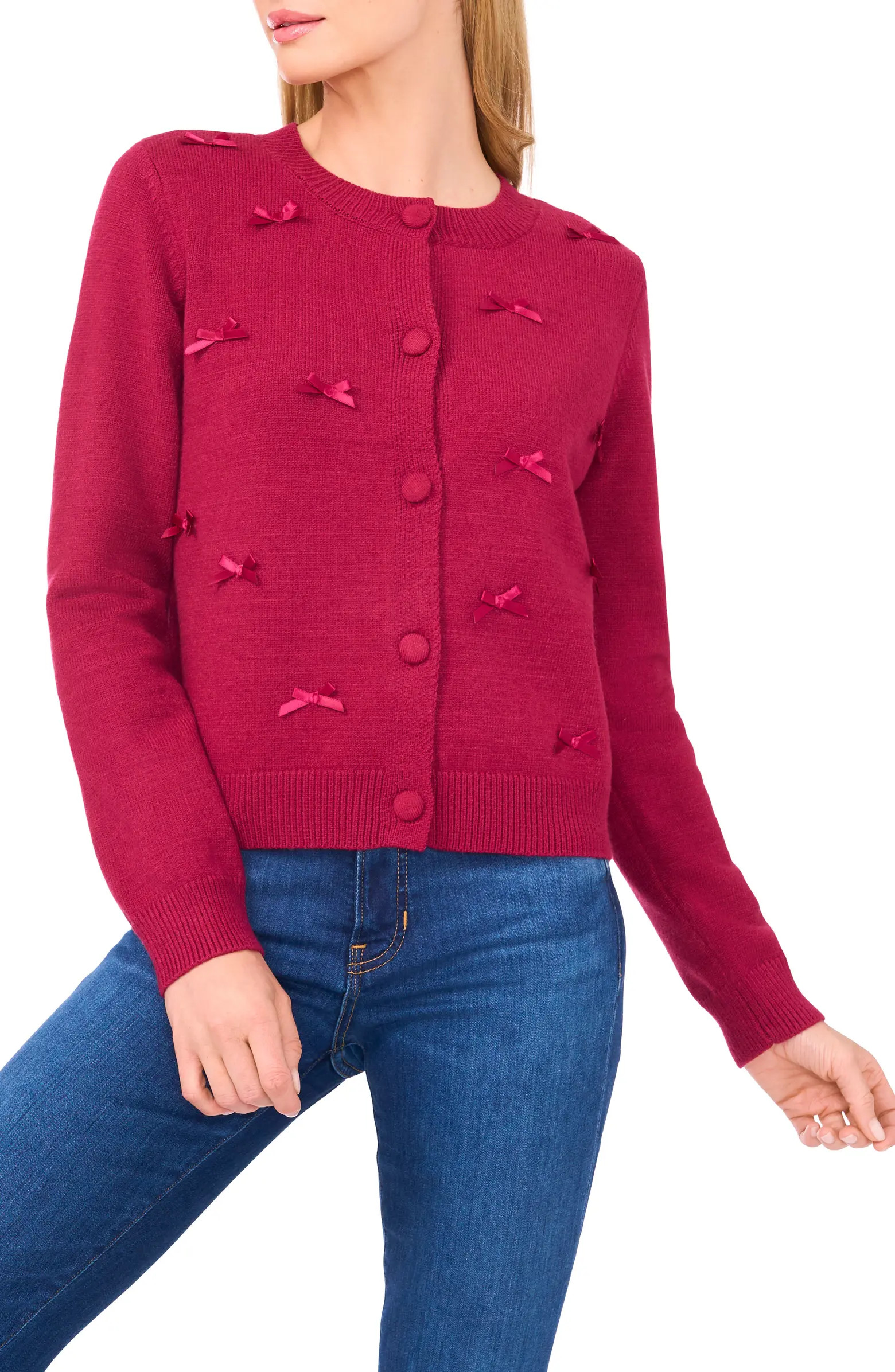 Bow Detail Crewneck Cardigan | Nordstrom