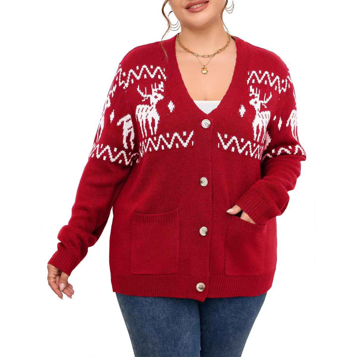 Women's Plus Size Ugly Christmas Cardigan Long Sleeve Holiday Sweaters with Cute Patterns | Target