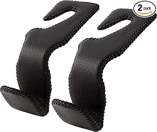 Headrest Hooks for Car, Back Seat Organizer Black Leather Hanger Holder Hook, for Hanging Purses ... | Amazon (US)