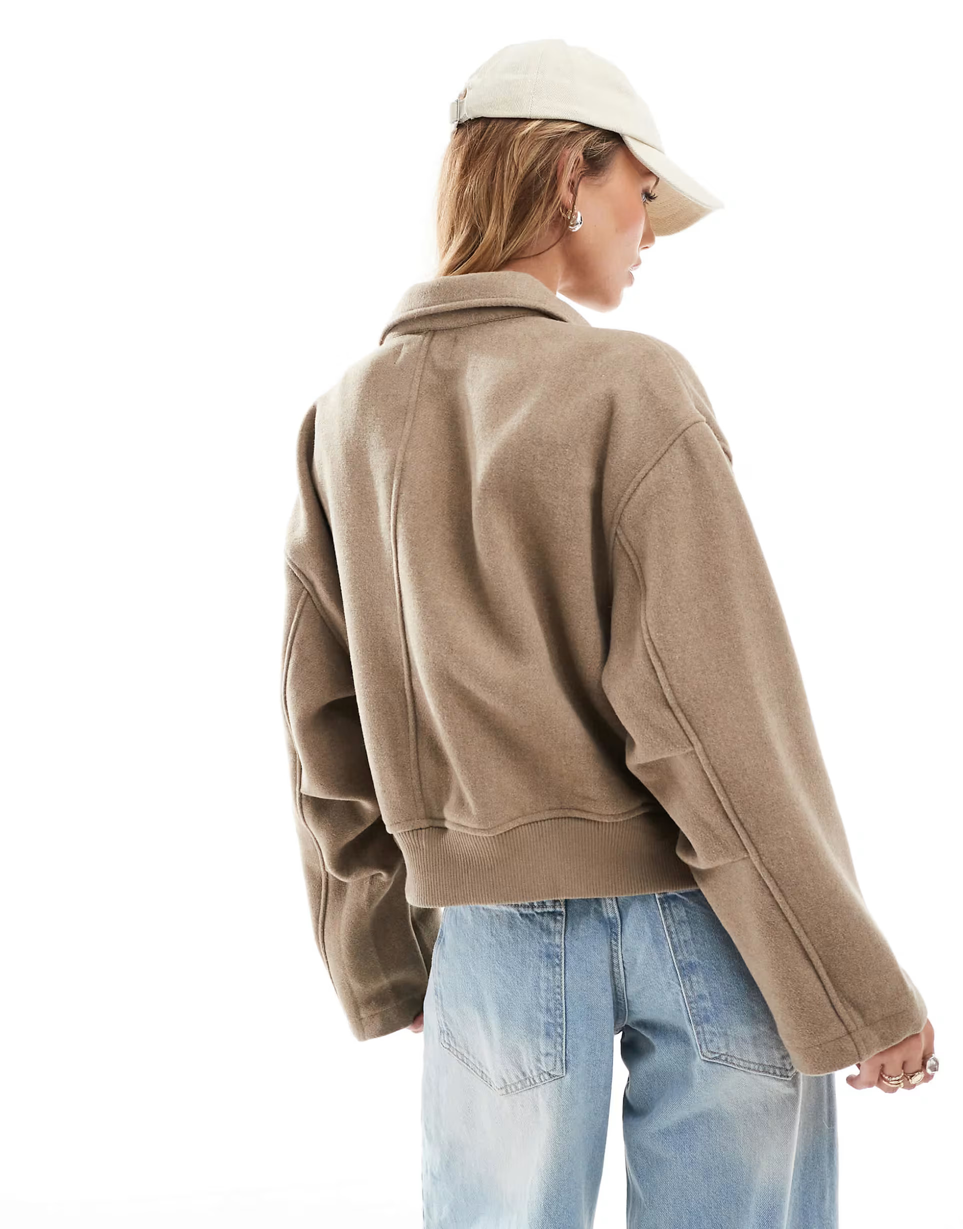 ASOS DESIGN clean formal bomber jacket in oat | ASOS (Global)