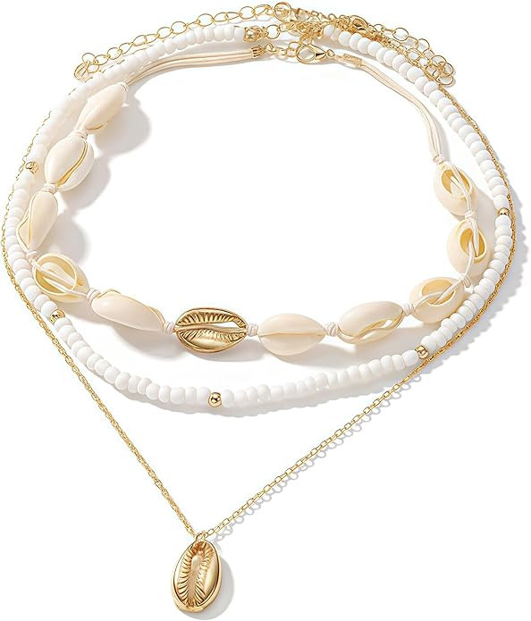 Nackiy Handmade Sea Shell Necklace for Women Summer Adjustable Natural Shell Collar Necklace | Amazon (US)