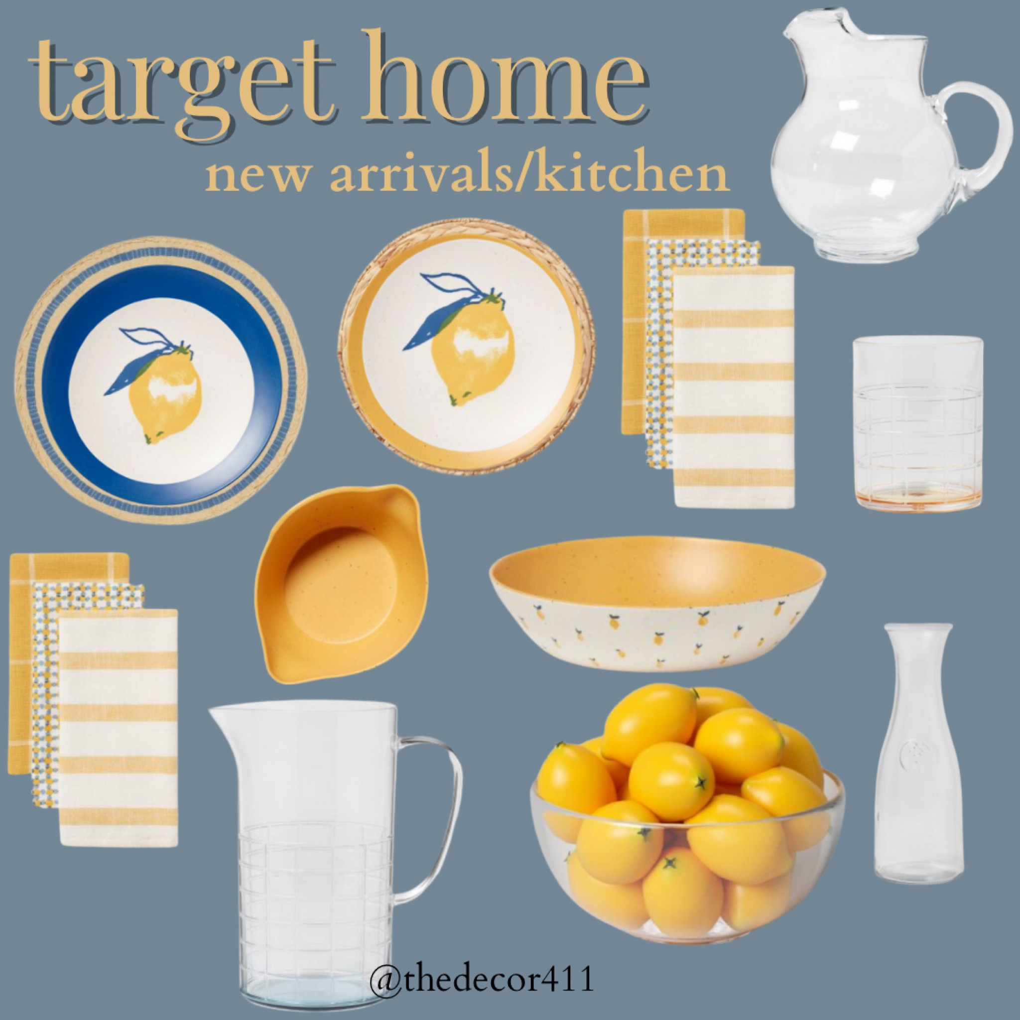 Target has some really cute new kitchen arrivals perfect for spring and summer! Lemon decor - lemon plates - summer table - yellow plates - glass pitcher - yellow and blue table - summer tablescape - chargers - lemon dinner plates 

#LTKunder50 #LTKSeasonal #LTKhome