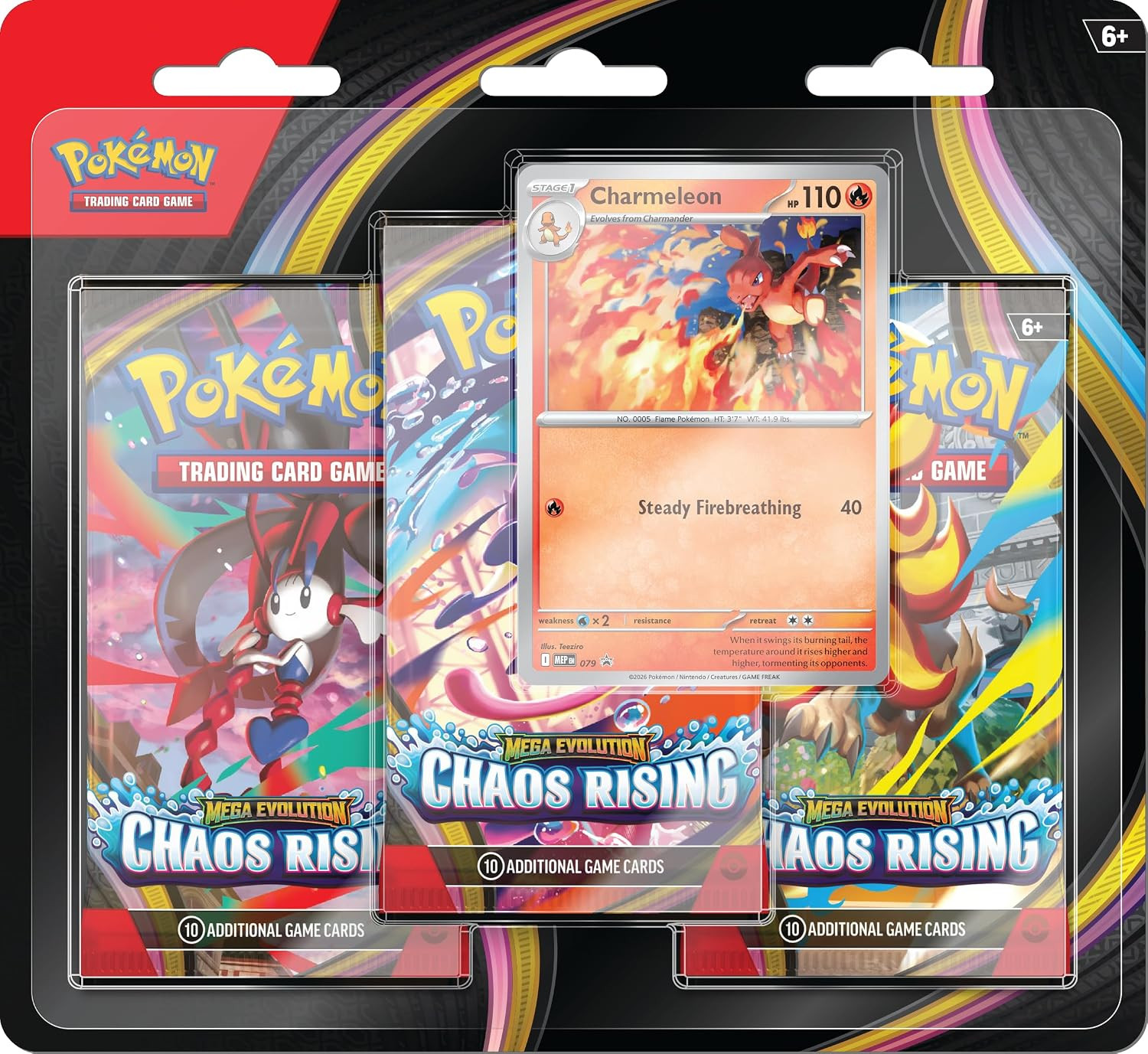 Pokémon TCG: Mega Evolution—Chaos Rising Triple Pack (1 Foil Promo Card & 3 Booster Packs) | Amazon (US)