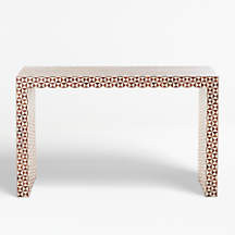 Intarsia Rectangular Mosaic Teak Wood 50" Console Table + Reviews | Crate & Barrel | Crate & Barrel