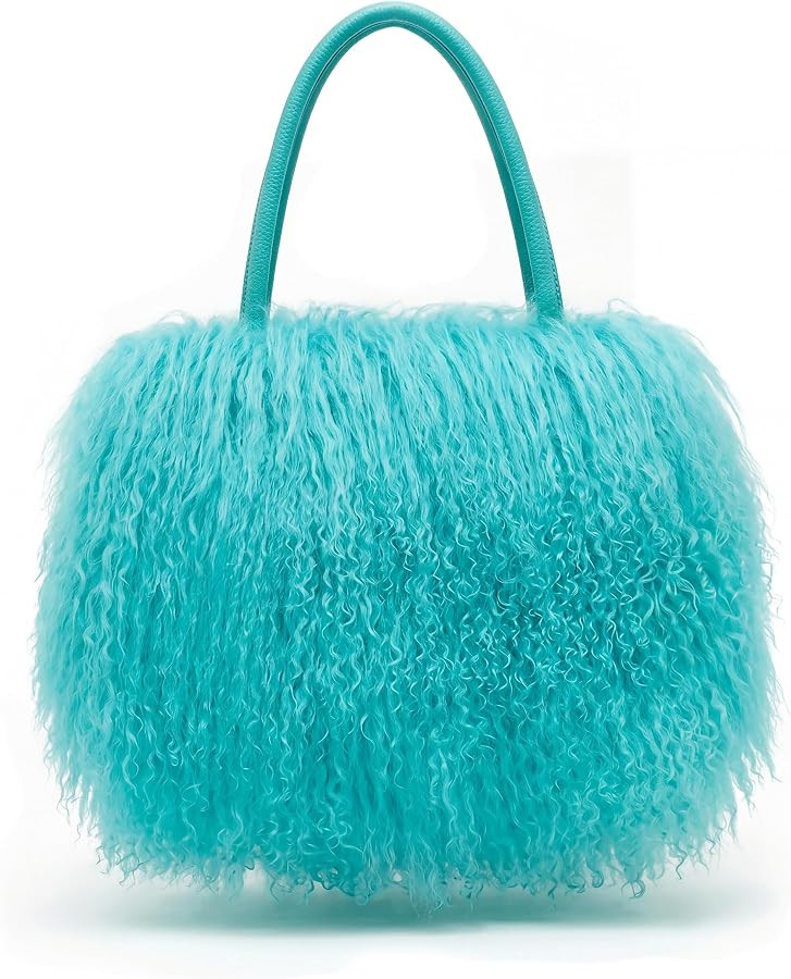 Women Luxury Real Curly Mongolian Lamb Fur Purse | Amazon (US)