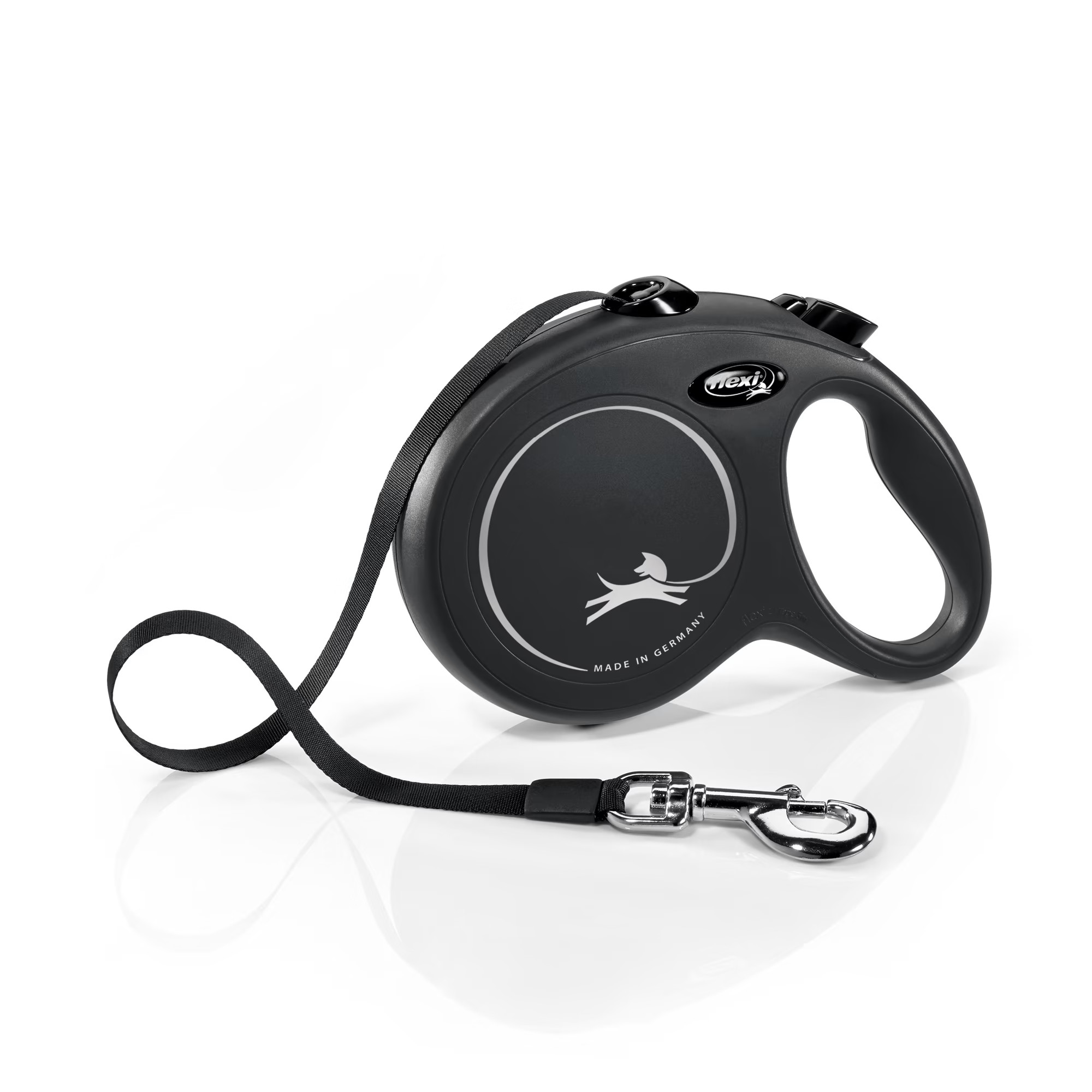 Flexi New Classic Tape Retractable Dog Leash in Black, 16' ft., Large | Petco