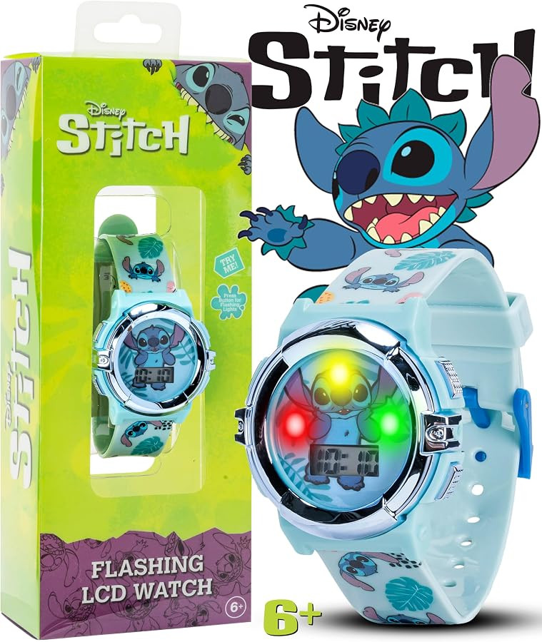 Disney Stitch Kids LCD Watch \u2013 Flashing Light-Up Dial, Digital Time Display, Adjustable Stra... | Amazon (US)