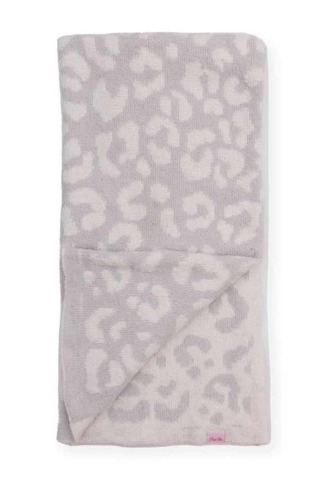 Make Me Believe Light Grey Leopard Print Blanket DOORBUSTER | Pink Lily