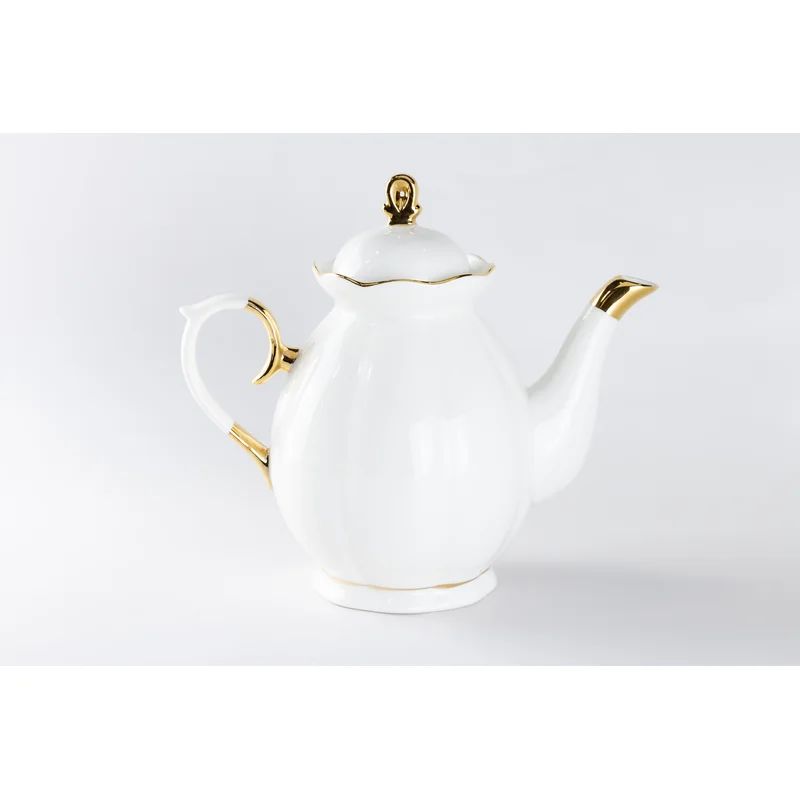 Blairsville Scallop 39 -oz. Porcelain Teapot | Wayfair North America