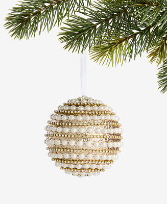 Gilded Glamour Pearl Stripe Ball Ornament, Macy's Exclusive | Macy's