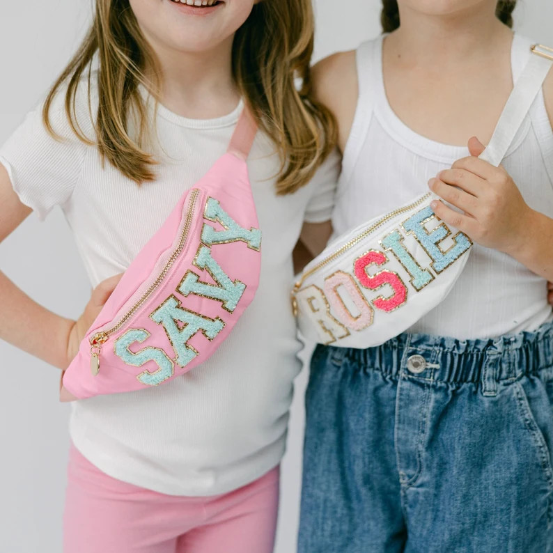 Personalized Kids Nylon Fanny Pack Chenille Letter Patch Fanny Pack Custom Kids Belt Bag Kids Min... | Etsy (US)