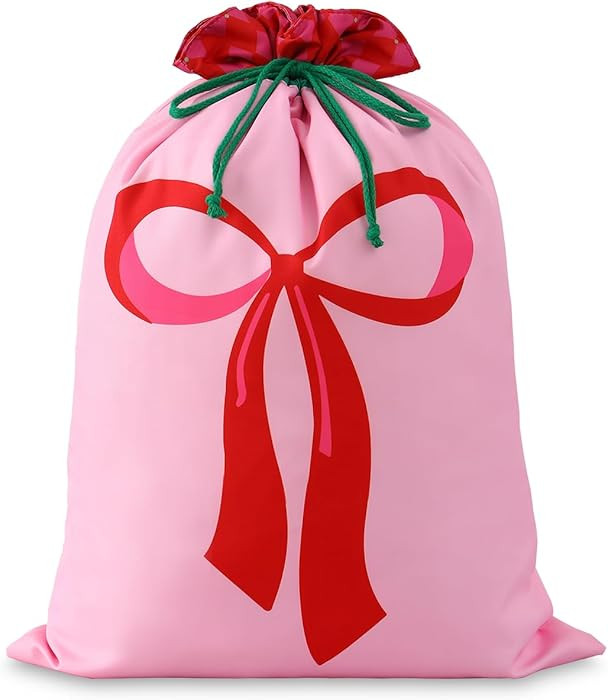 THOVSMOON Christmas Santa Sack with Drawstring, 19.7 X 27.5 Inch Canvas Santa Claus Gift Bag, Reu... | Amazon (US)