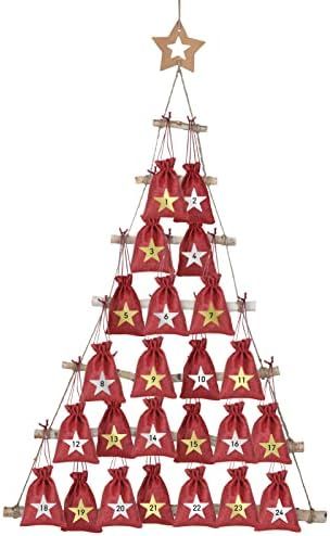 GWHOLE Christmas Advent Calendar 2022 - Wooden Ladder Christmas Tree and Advent Calendar Drawstri... | Amazon (CA)