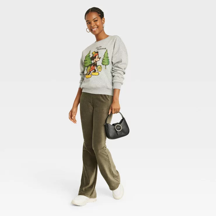Women's Disney 'Tis The Season Mickey Graphic Sweatshirt - Gray | Target
