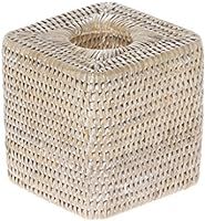 KOUBOO 1030056 La Jolla Rattan Square Tissue Box Cover, 5.5" x 5.5" x 5.75", White Wash | Amazon (US)