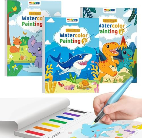 TECJOE 3 Pack Paint with Water Books, Kids Watercolor Activity Set | Amazon (US)