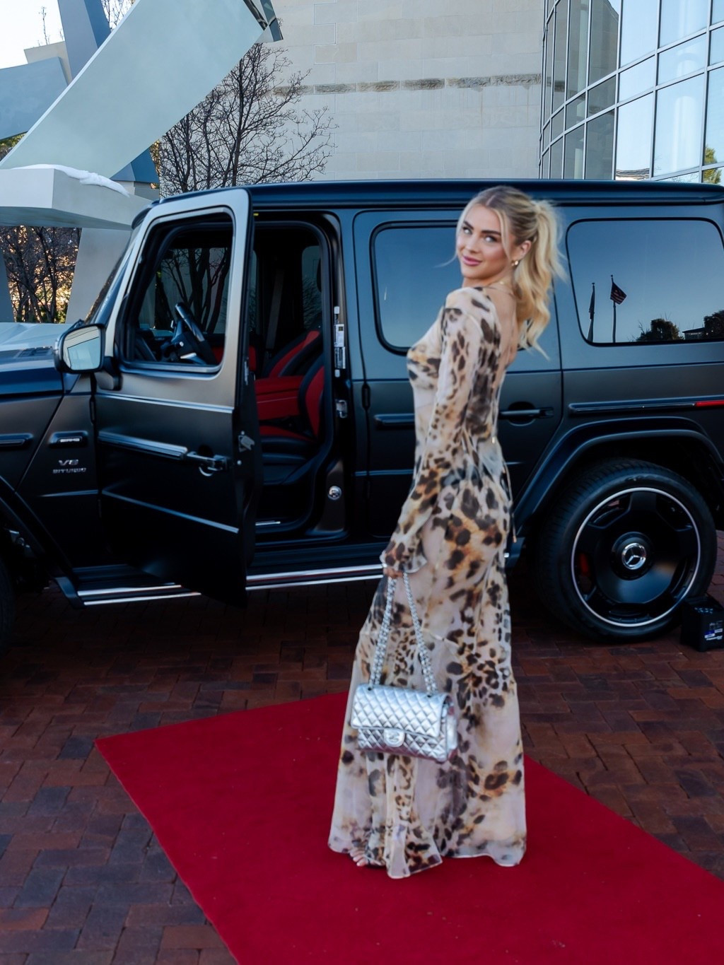Little cheetah print number I wore to a fashion show. This dress was sooo flattering hugged all the right places but slightly sexy bc it’s sheer. #maxi #retrofete #fahsionshow #revolve #eventdress #denver 
