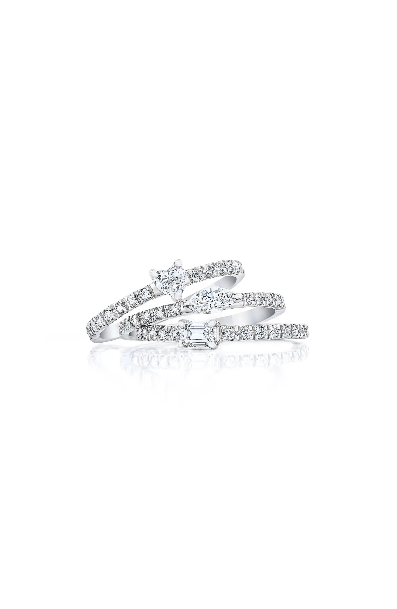Set of 3 Fancy Cut Diamond Stacking Rings | Nordstrom