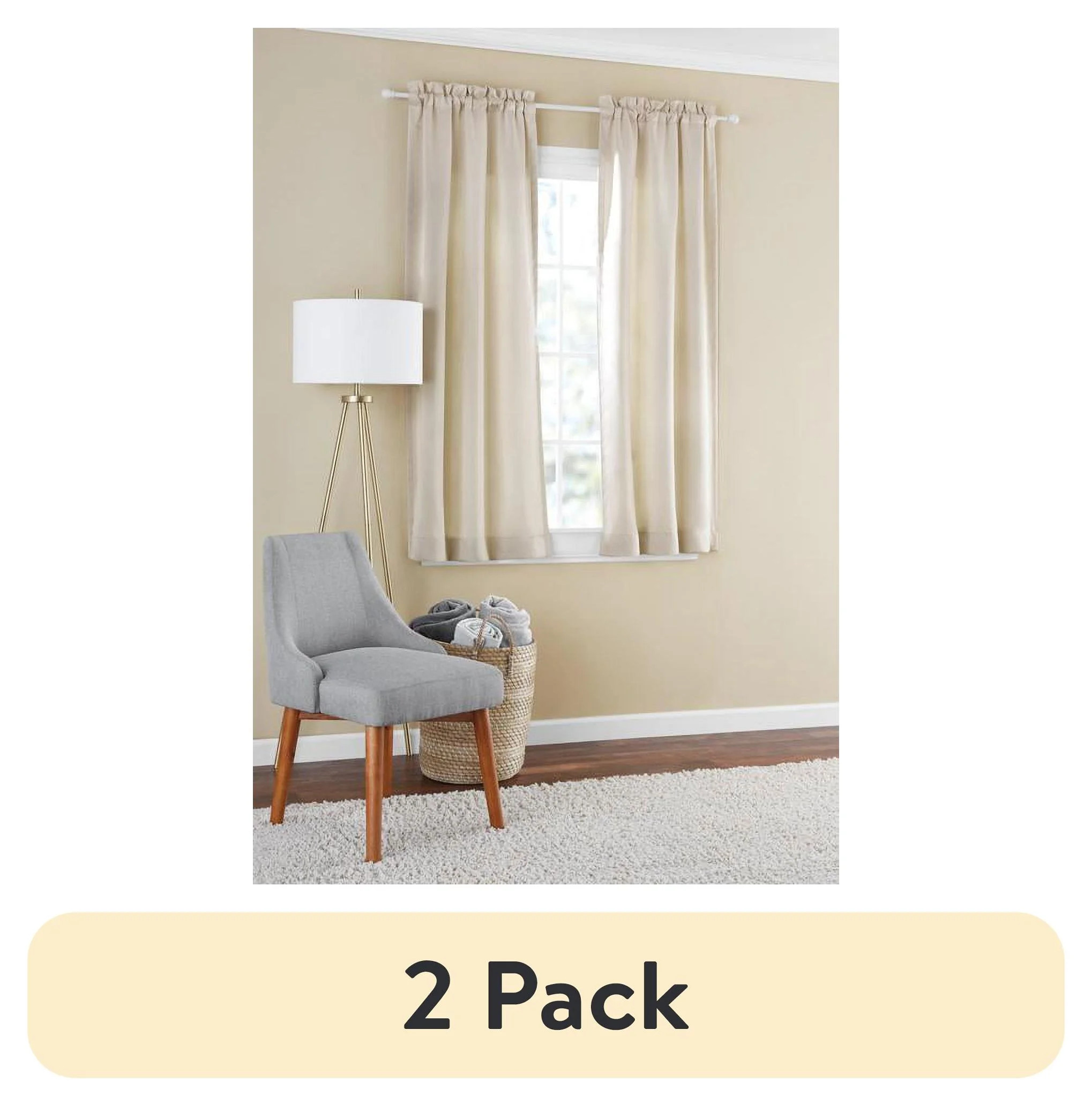 (2 pack) Mainstays Blackout Curtain Panel Pair, Set of 2, Beige, 30"W x 63"L | Walmart (US)