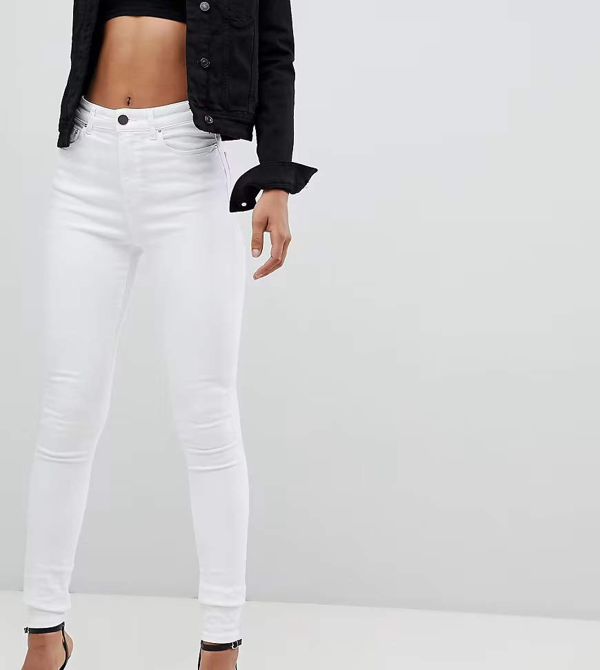 ASOS DESIGN Tall Ridley high waisted skinny jeans in white | ASOS (Global)