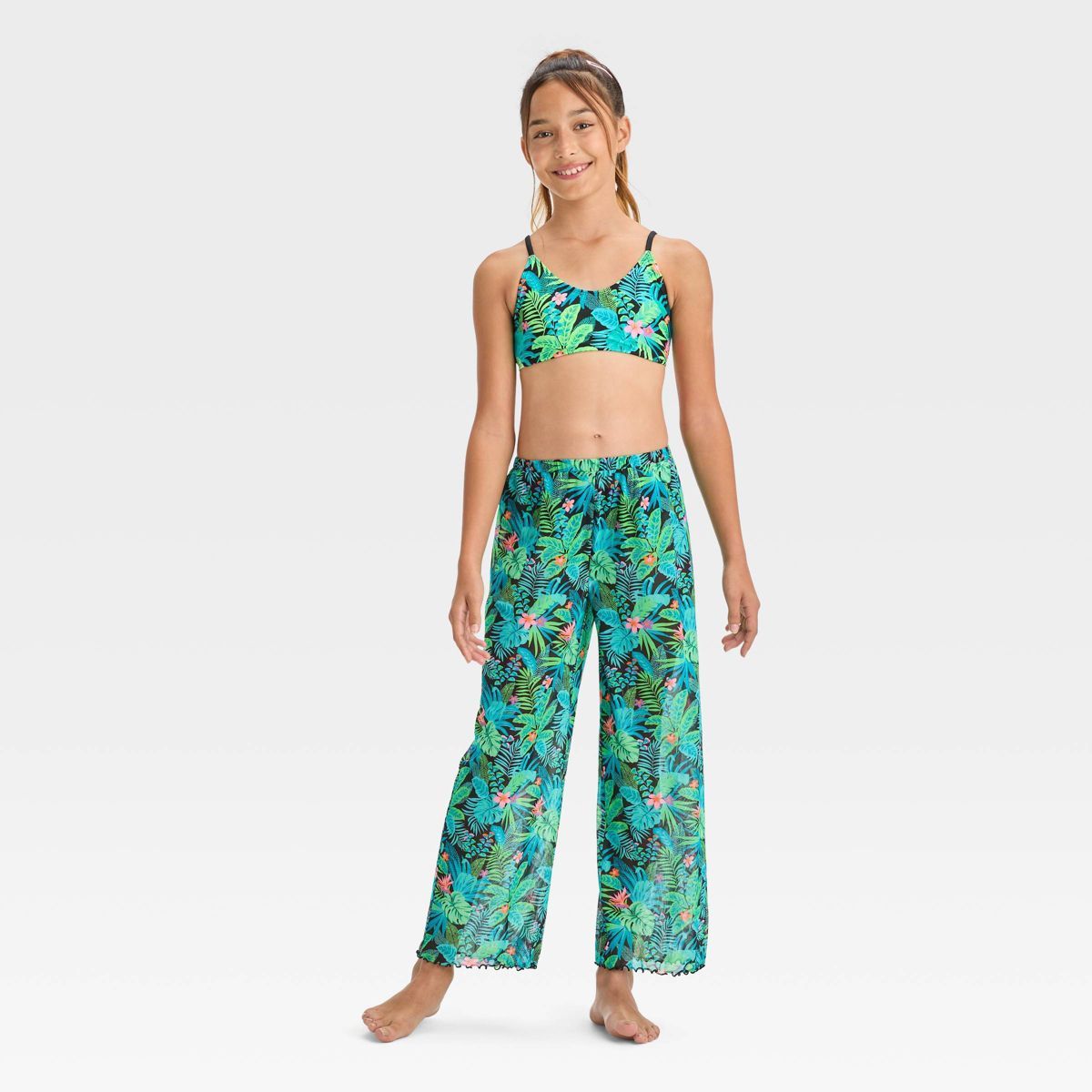 Girls' Feeling Tropical Floral Printed Bikini Set - art class™ XS | Target