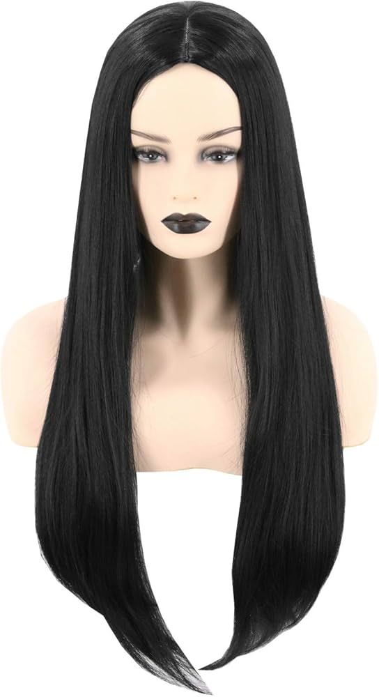 Topcosplay Women Wigs Black Long Straight Middle Part 28inch Cosplay Costume Hair Replacement Wigs | Amazon (US)