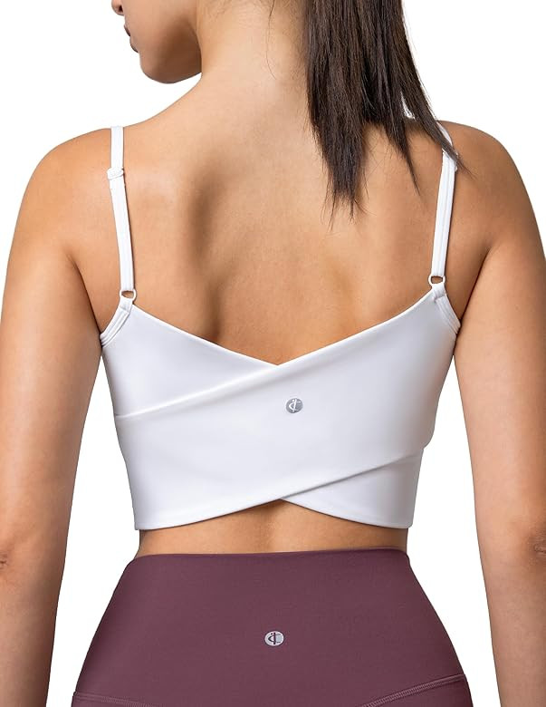 Colorfulkoala Women's Dreamlux Crop Tank Tops with Built in Bra Adjustable Spaghetti Strap Workou... | Amazon (US)