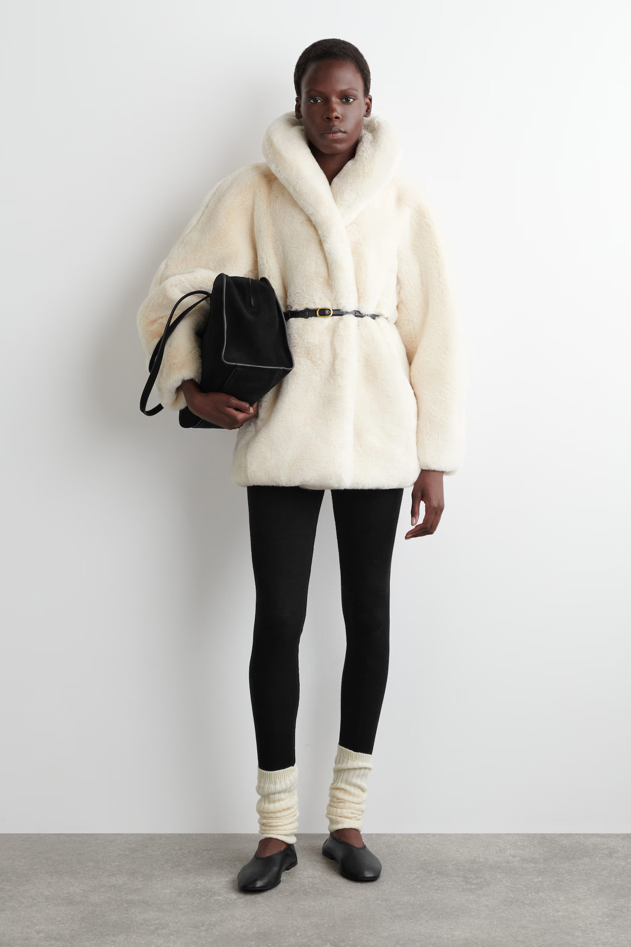 SHAWL-COLLAR FUR-EFFECT JACKET - LIGHT BEIGE | COS US | COS (US)