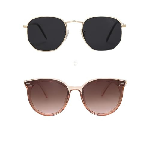 SOJOS Small Square Polarized Sunglasses SJ1072+Classic Round Retro Plastic Frame Large Sunglasses Shades SJ2067 | Amazon (US)