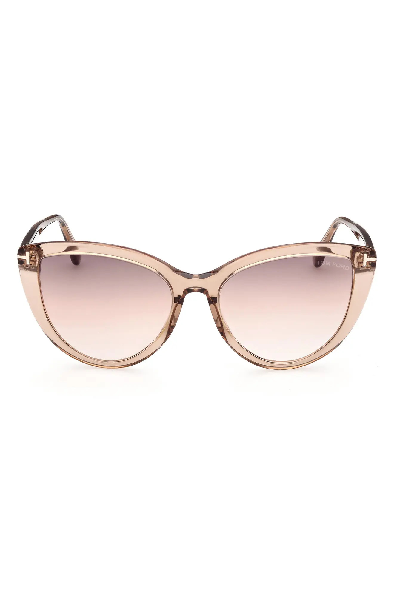 Tom Ford 56mm Gradient Cat Eye Sunglasses in Lbrno/Brnmr at Nordstrom | Nordstrom
