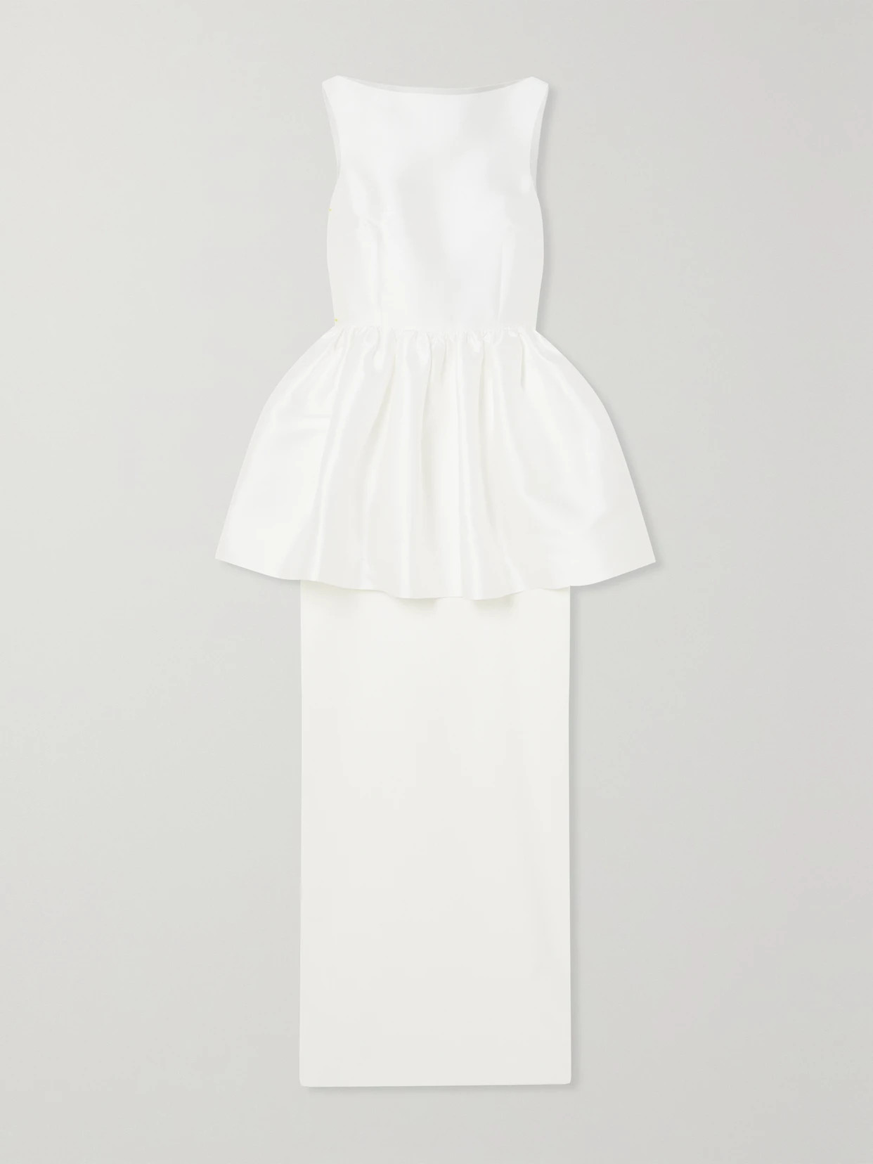 Solace London - Alda Satin-twill And Crepe Peplum Gown - Cream | NET-A-PORTER (UK & EU)