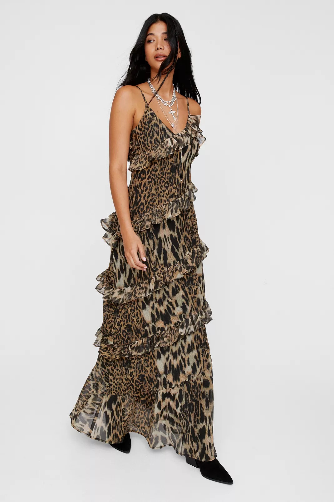 Animal Tiered Ruffle Chiffon Maxi Dress | Nasty Gal US