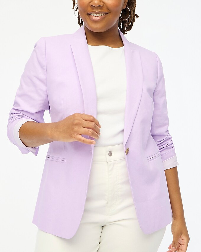 Petite linen-blend one-button blazer | J.Crew Factory
